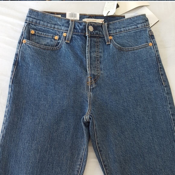 Anthro Levi's Wedgie Fit High Rise Ruffle Jeans - Picture 7 of 8